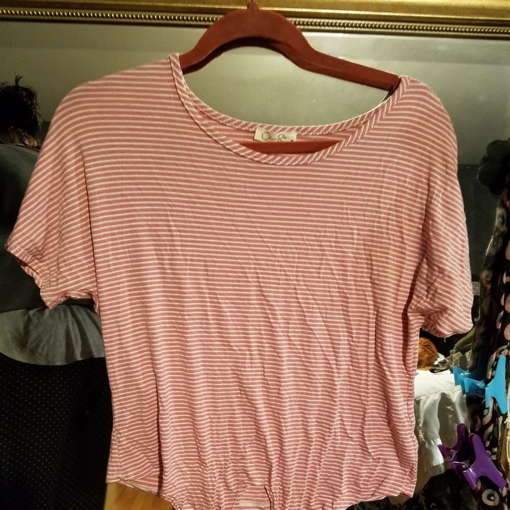 Olivia Rae Pink / White striped top